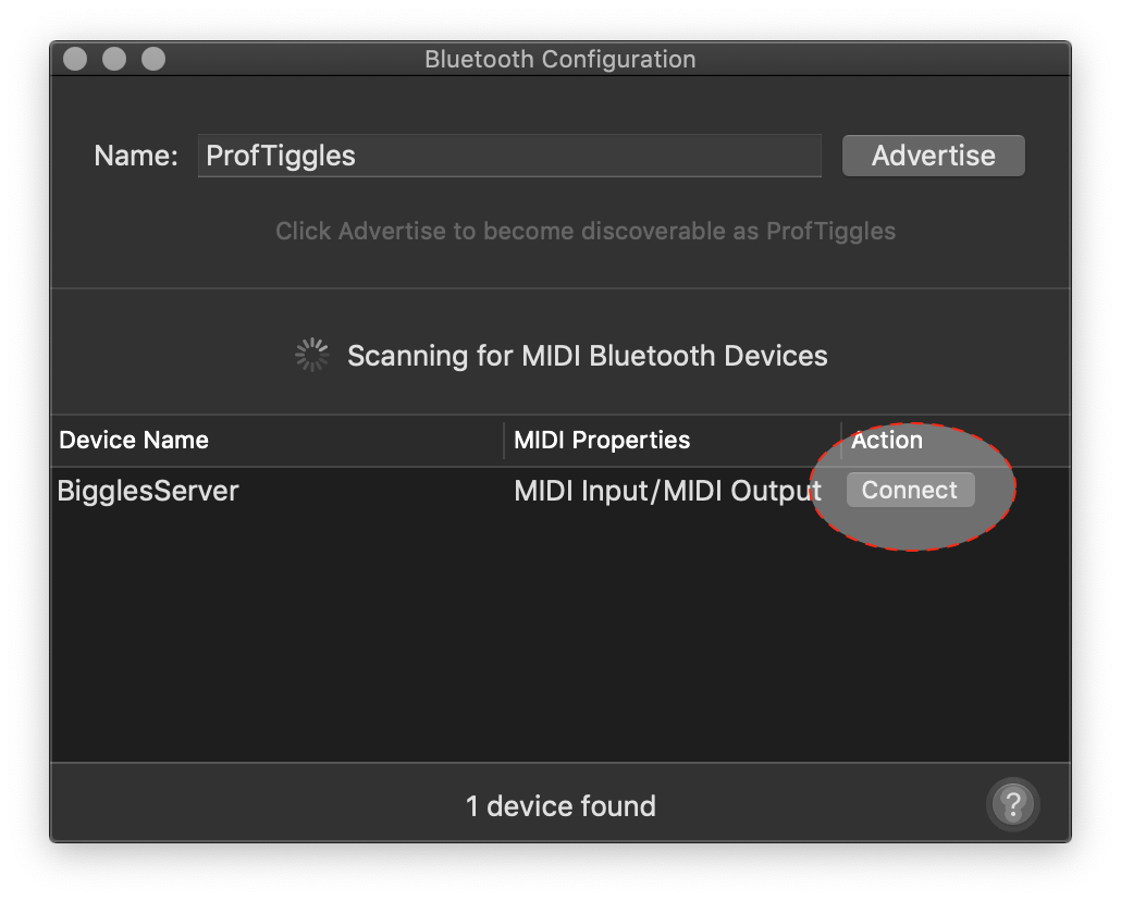 Audio MIDI Setup Bluetooth config connect