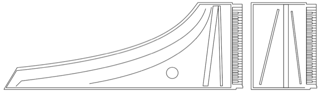 Figure 2: Scale comparison between a 15th Century logarithmic shape (left) and the new keyboard interface (right).